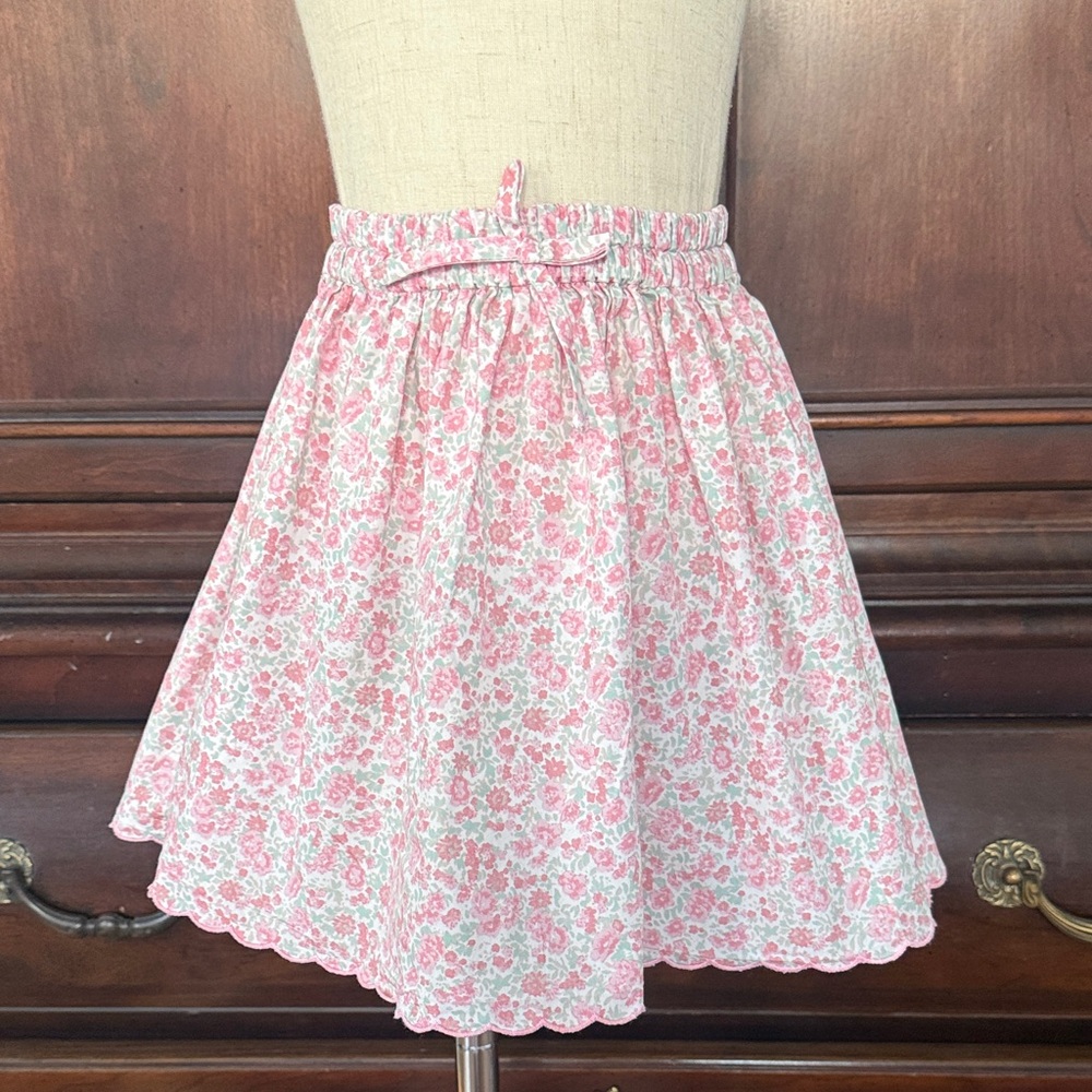 Edgehill Collection Girls Floral Skirt 4T Pink Pastel Scalloped Hem Spring